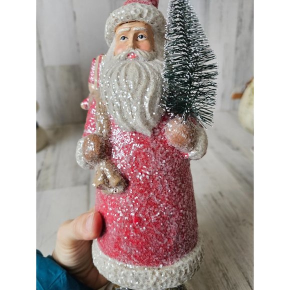 Shabby chic Santa tree presents Xmas decor glitter unique - Picture 8 of 9